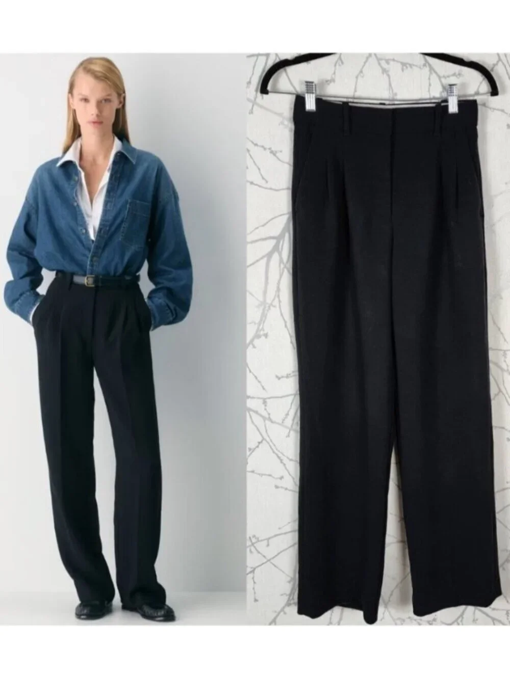 Wilfred Black Crepette Pleated Front High Rise Effortless Pants